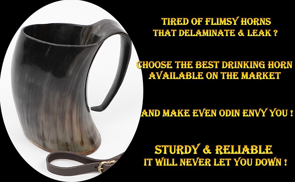 Leather Horn Holder Viking Tankard Mug Strap Renaissance Fair Costume Blue