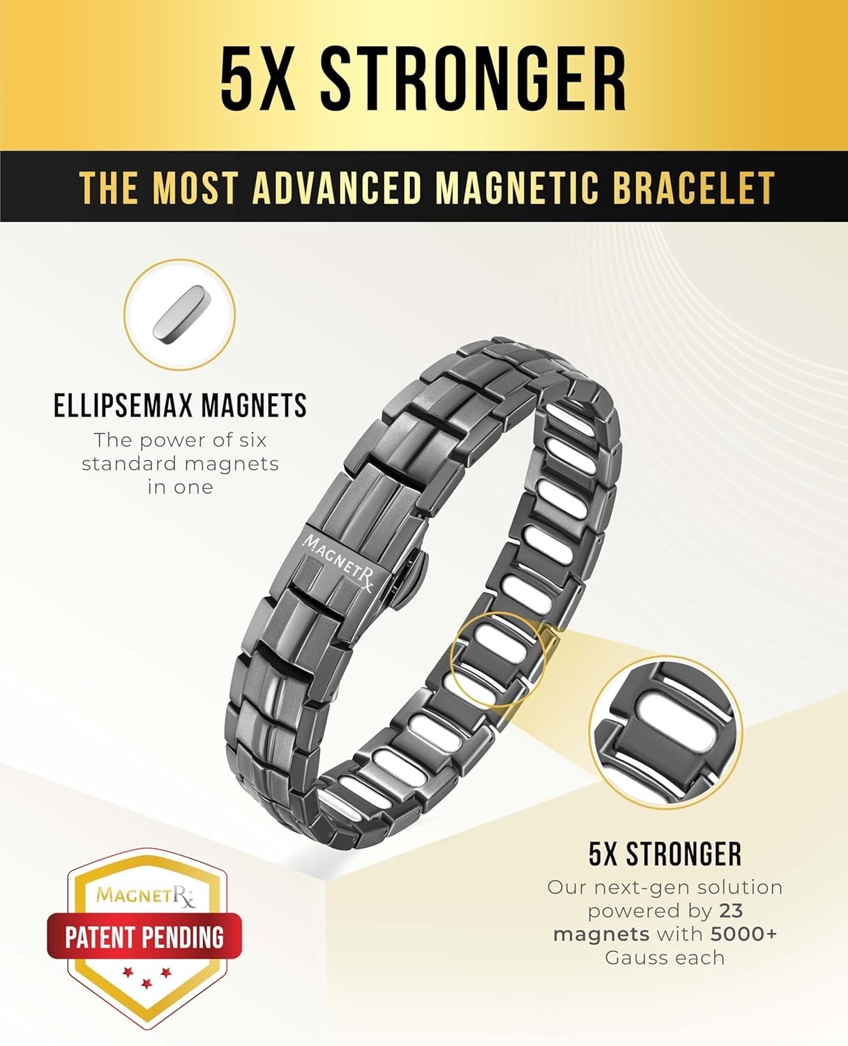 MagnetRX® Magnetic Bracelets for Men EllipseMAX 5X Strength 5,000 Gauss Magnets