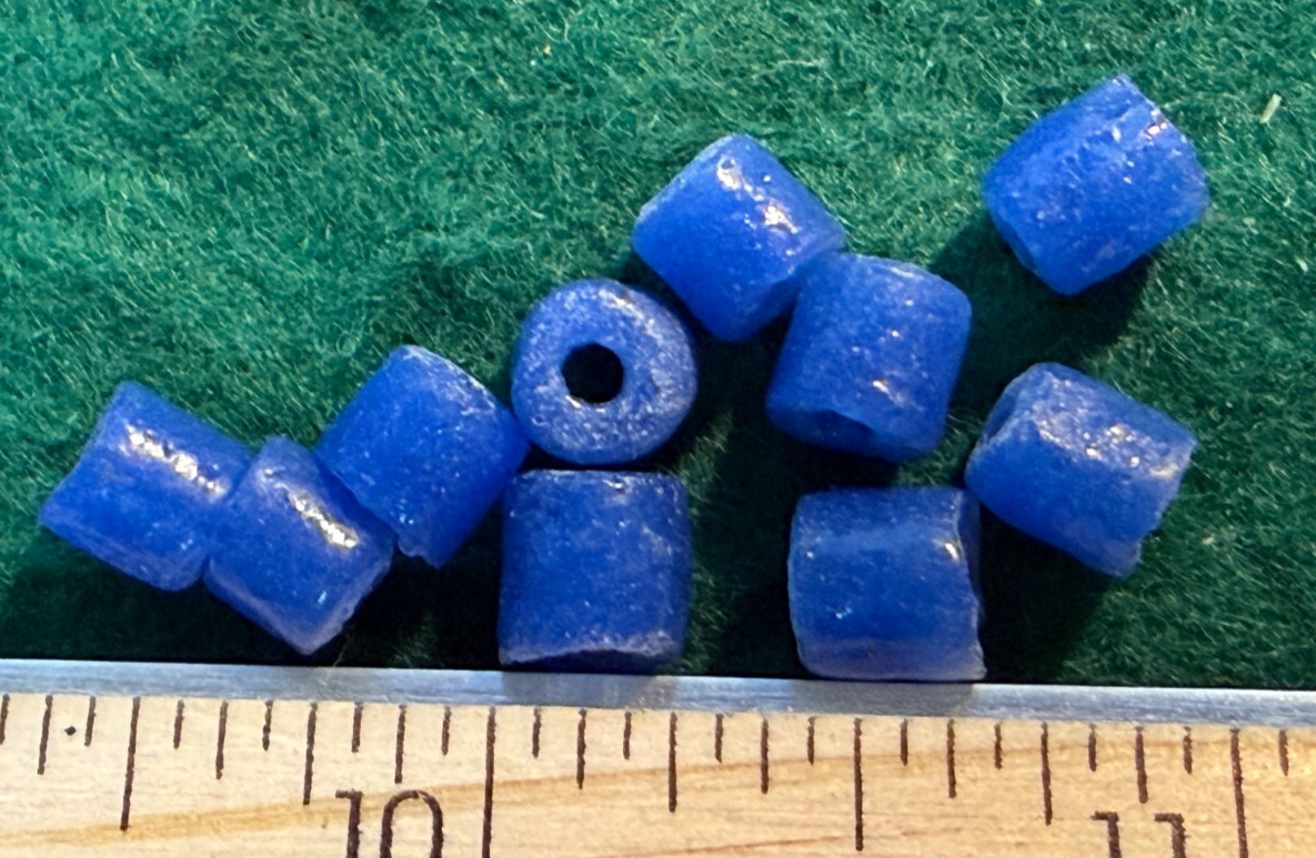 (10) Antique Hudson Bay Company Cobalt Drawn Trade Beads 1700's