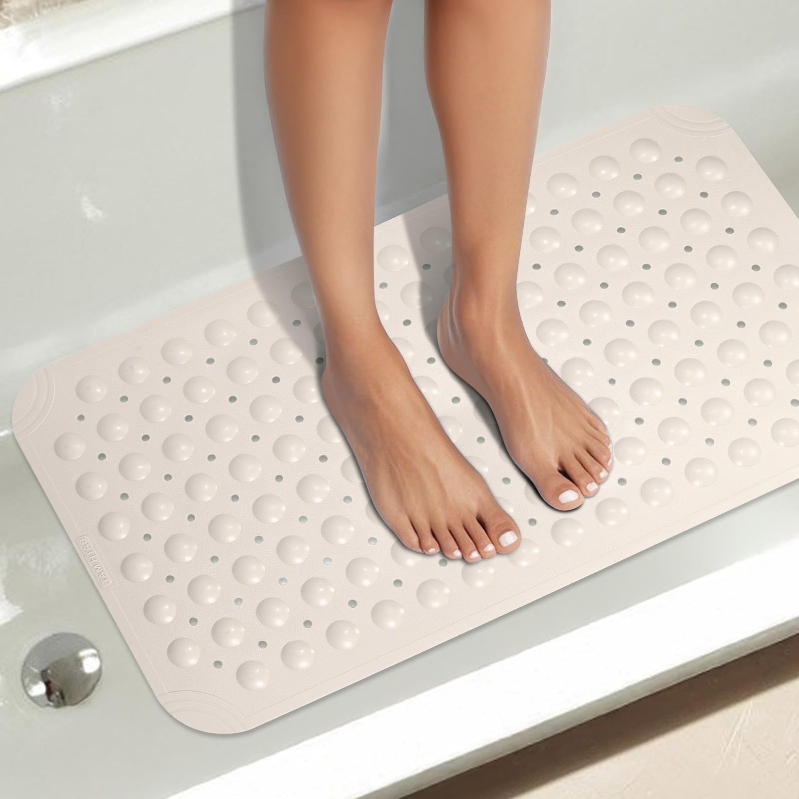 Non Slip Shower Mats for Inside Shower 15 x 27.5 Inch, TPE Bathtub Mat Non-Sl...