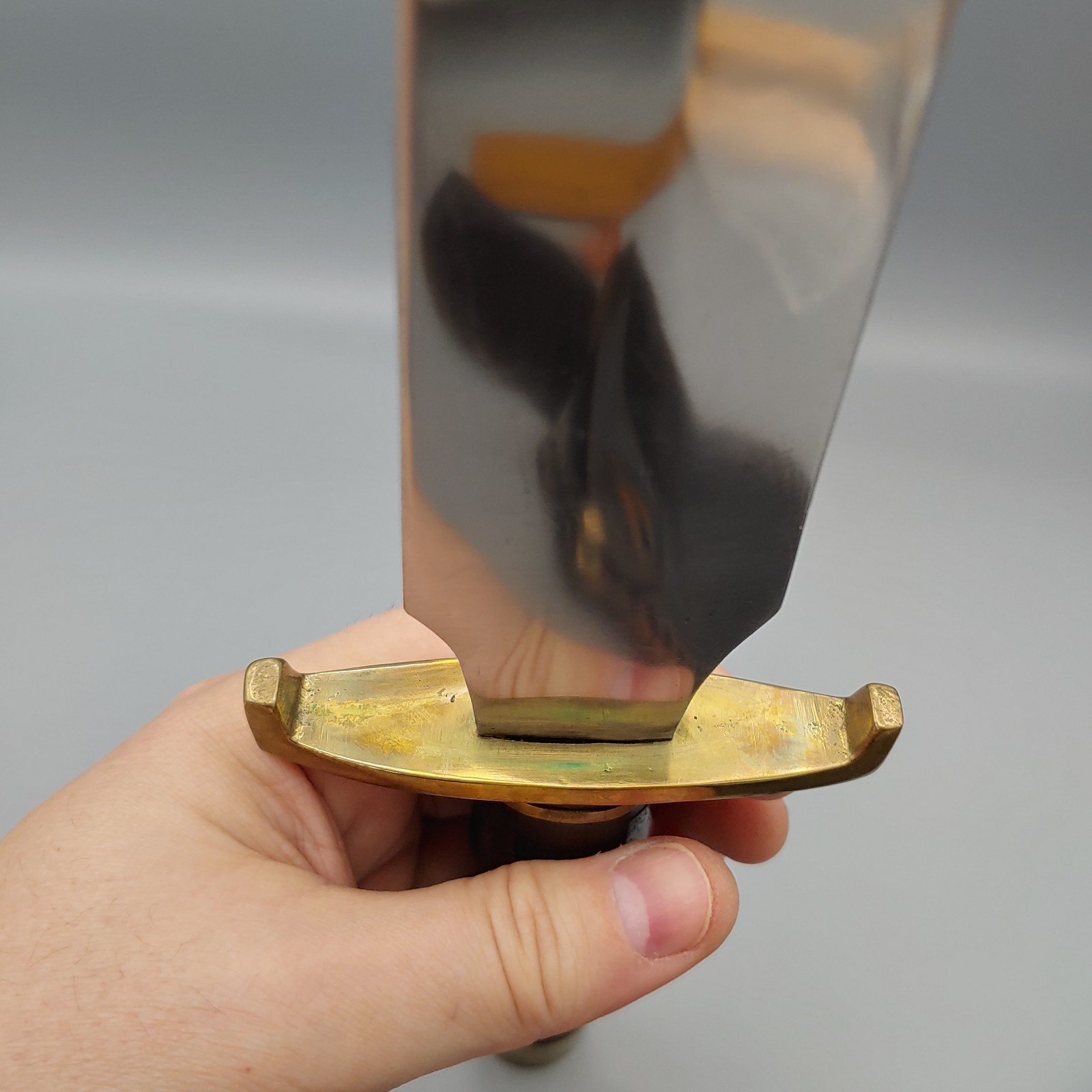 VTG Custom Arkansas Toothpick Knife Dagger w/ Sheath 19" walnut/brass handle 12"