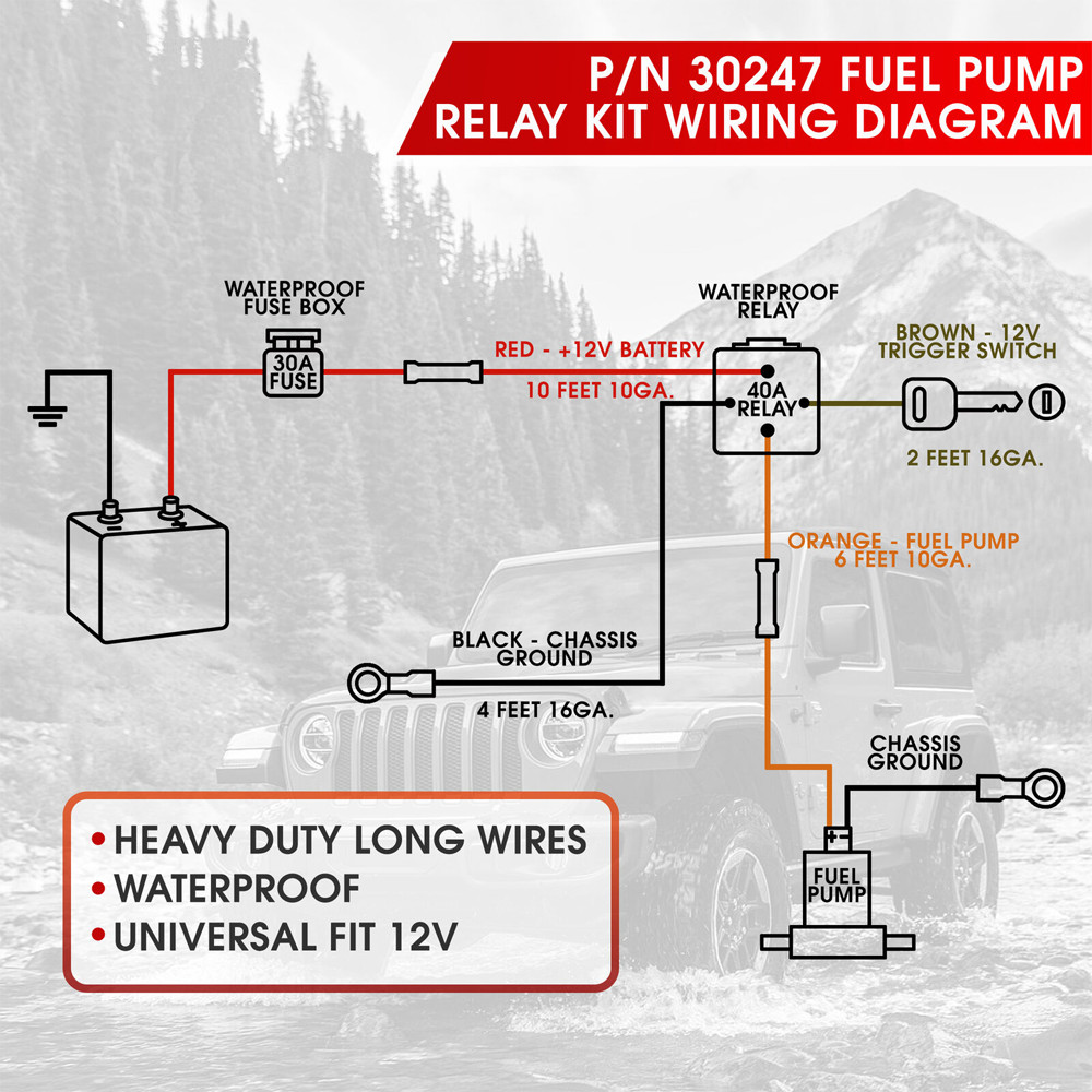 Electric Fuel Pump Relay Kit Fuel Pump Wiring Harness Kit Relay Bypass 40 AMP