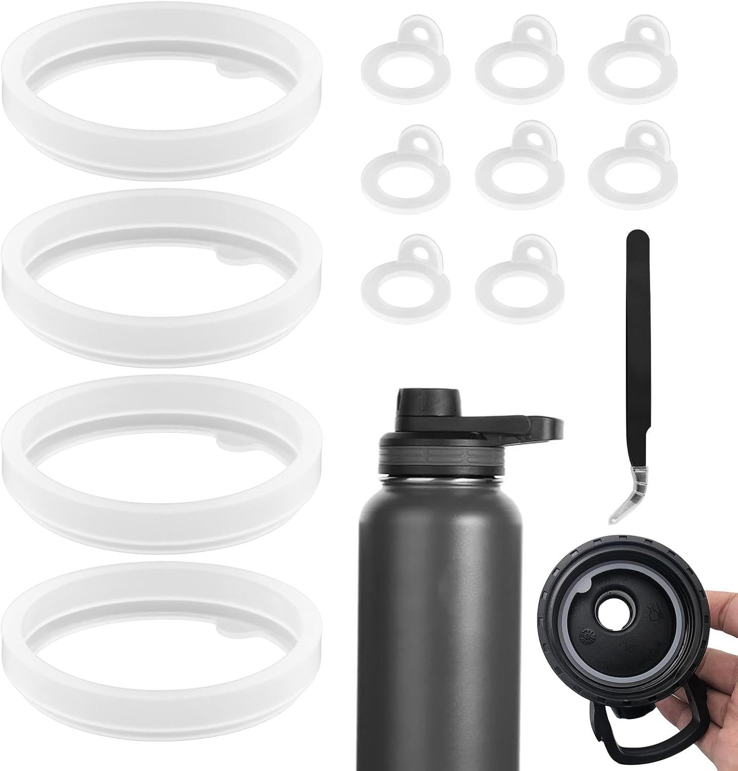 17pcs Water Bottle Lid Replacement, Silicone Water Bottle O Rings, Gasket Sea...