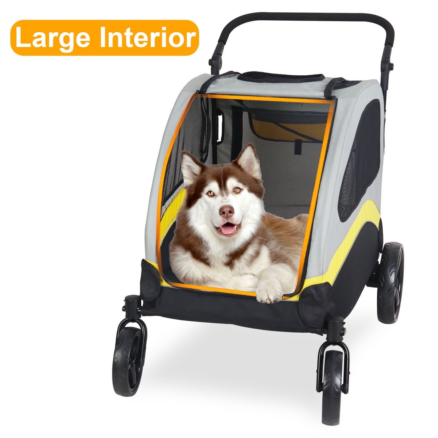Foldable Large Pet Jogger Wagon Stroller with 4 Heavy Wheels Adjustable Handle