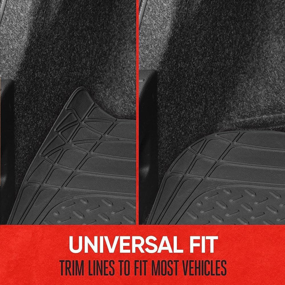 Heavy Duty Rubber Cargo Mat Liner All-Weather Trim-to-Fit Non-Slip Waterproof