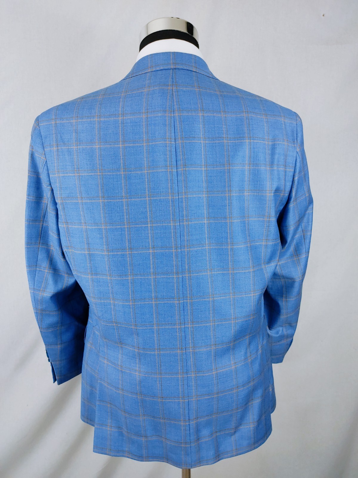 Hart Schaffner Marx Blazer Men 42S Plaid Royal Light Blue Sport Coat Jacket Wool