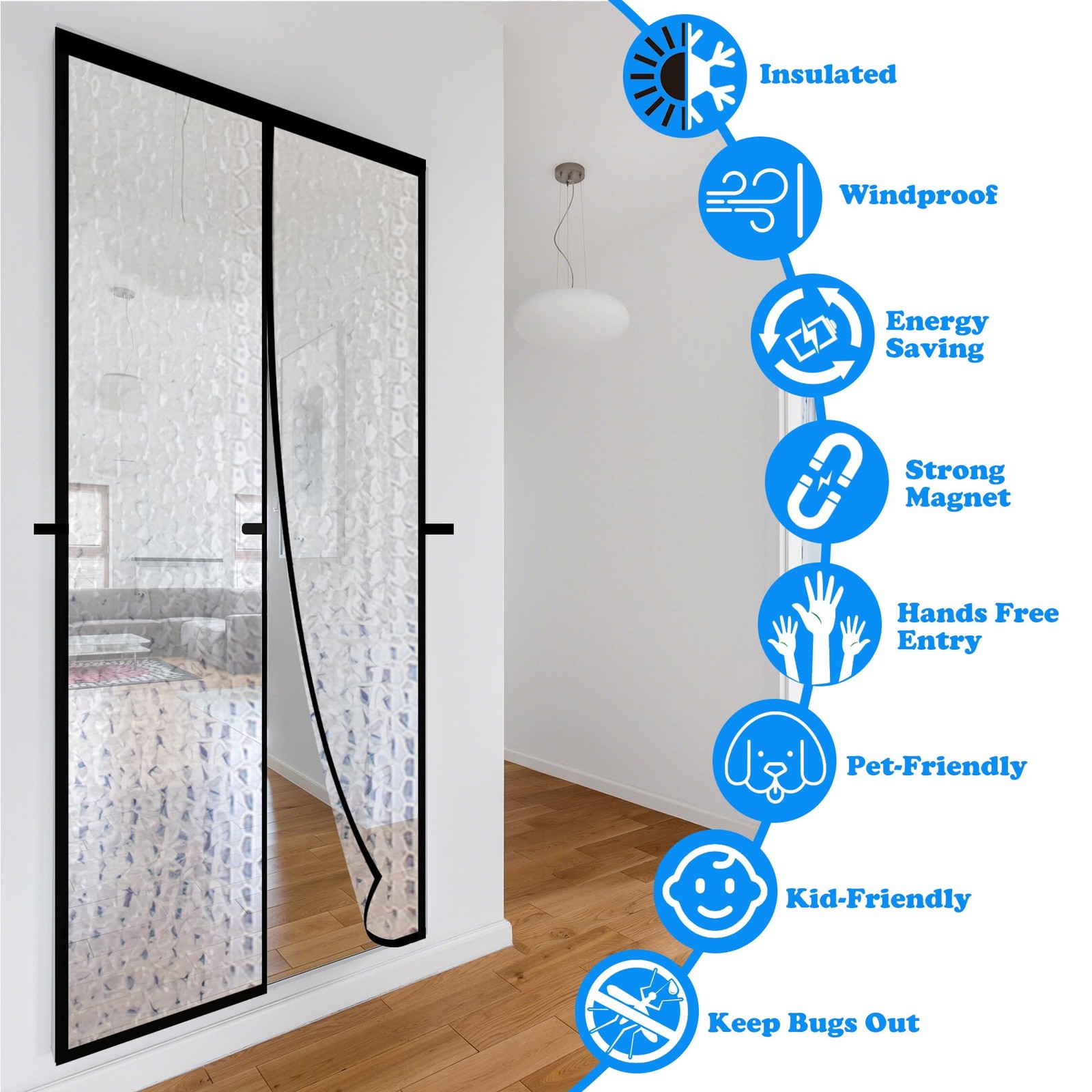 Magnetic Thermal Insulated Door Curtain,Waterproof EVA Door Cover,Fit Doors S...