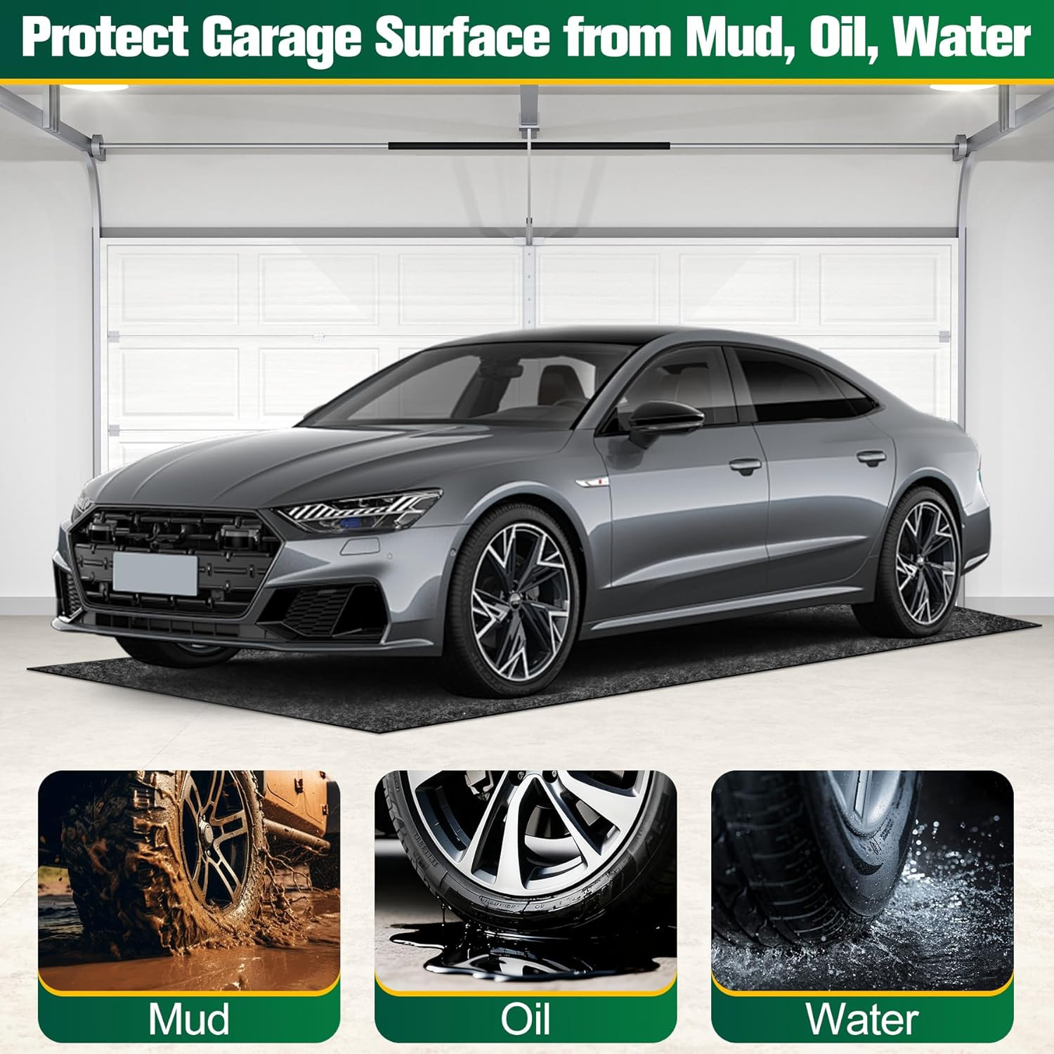 Garage Floor Mat 36" X 29" - Oil Spill Mat for under Car Driveway Oil Drip Pad w