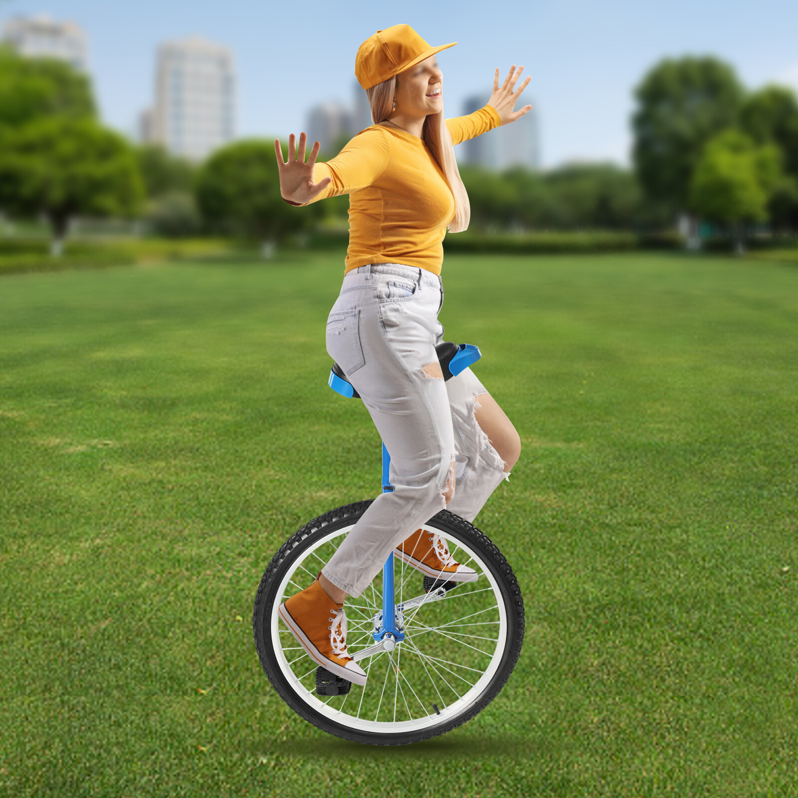 Unicycle with Excellent Steel Frame Leakproof Tire Adjustable Height for Outdoor