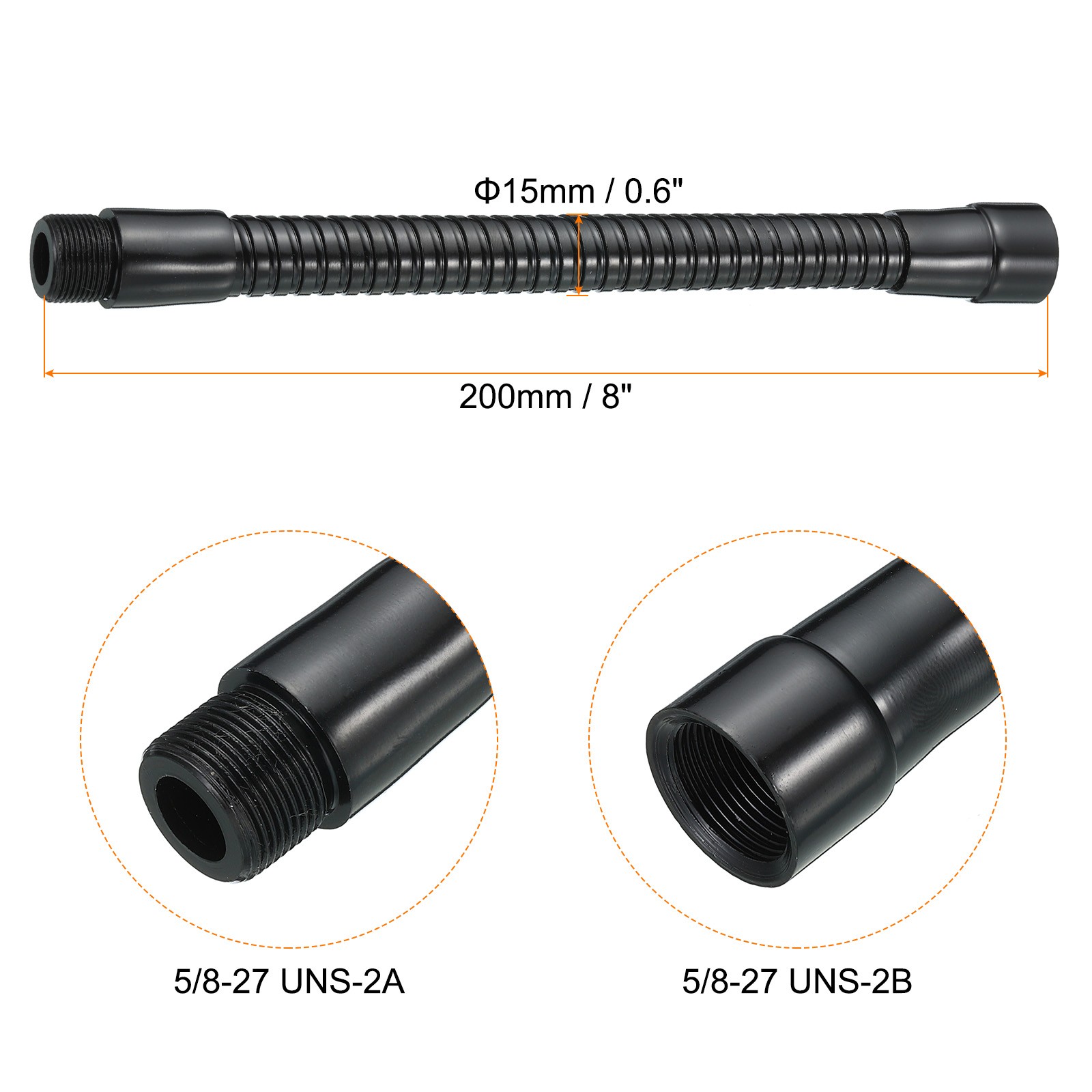 8" Microphone Gooseneck 5/8"-27 Thread Metal Universal Hose Flexible Arm Tube