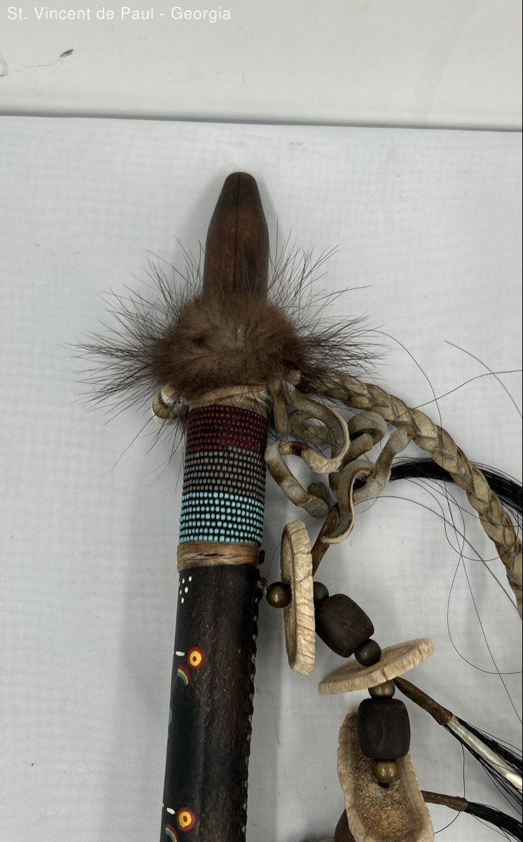 Ceremonial Peace Pipe Native American 18" Handmade By South Paw Authentic Animal