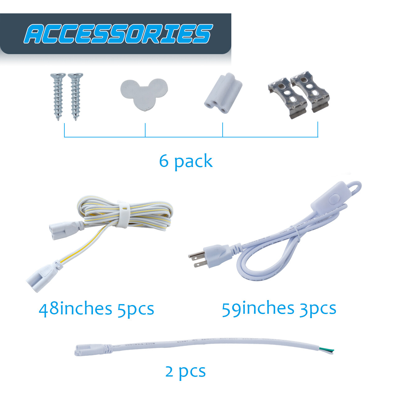 6 PACK 8FT Led Tube Light Fixture(Super Bright White) for Garage Shop Warehouse