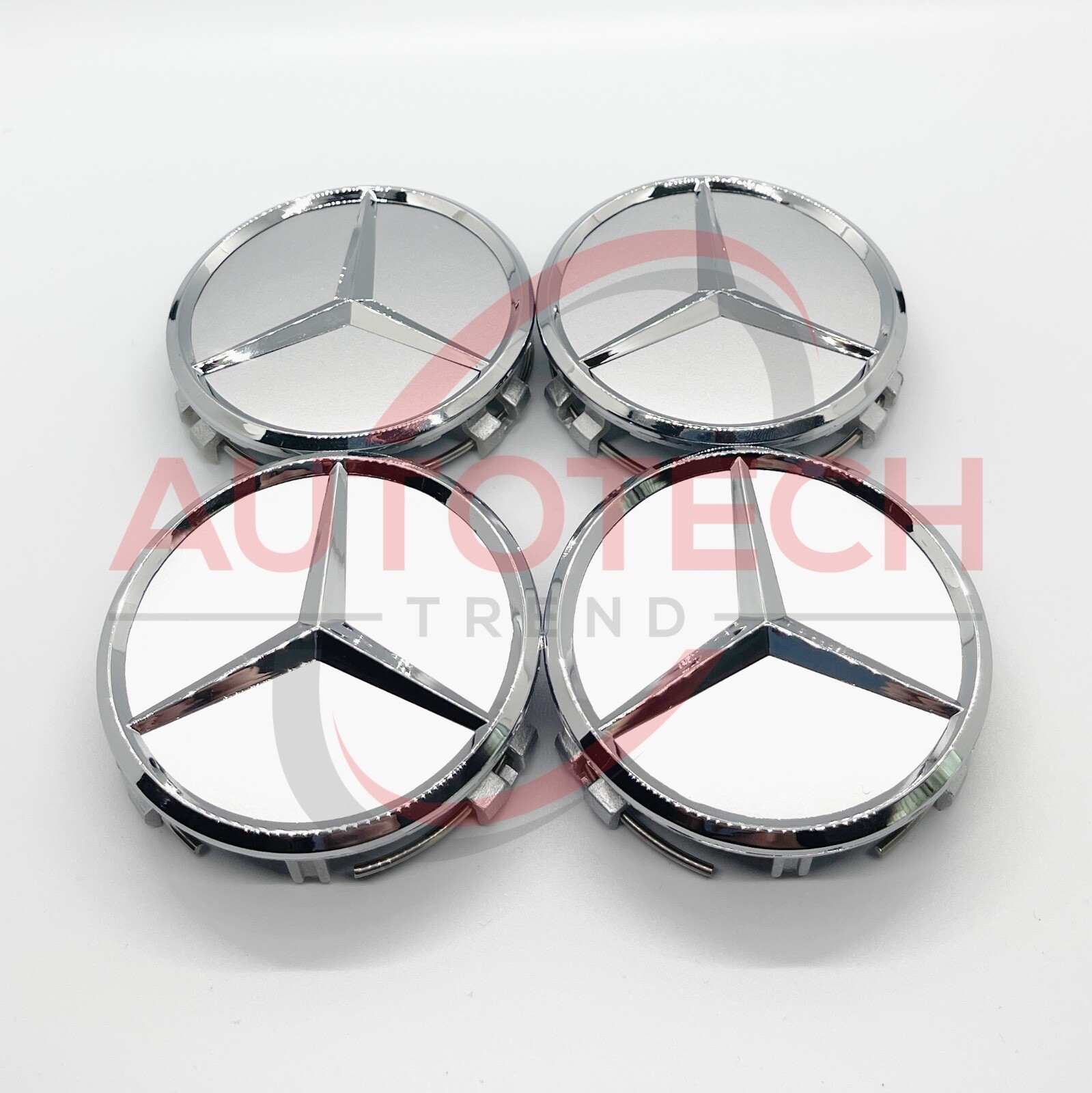 Set of 4 Center Caps Hubcaps for MercedesBenz AMG Black/Dark Blue/Silver Wreath