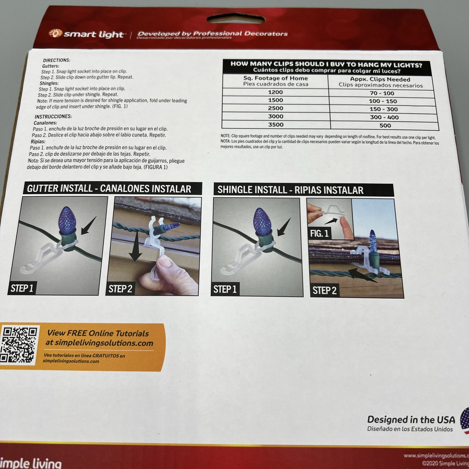 100 Universal Light Clips! Simple Living Solutions For Gutters, Shingles & Tile