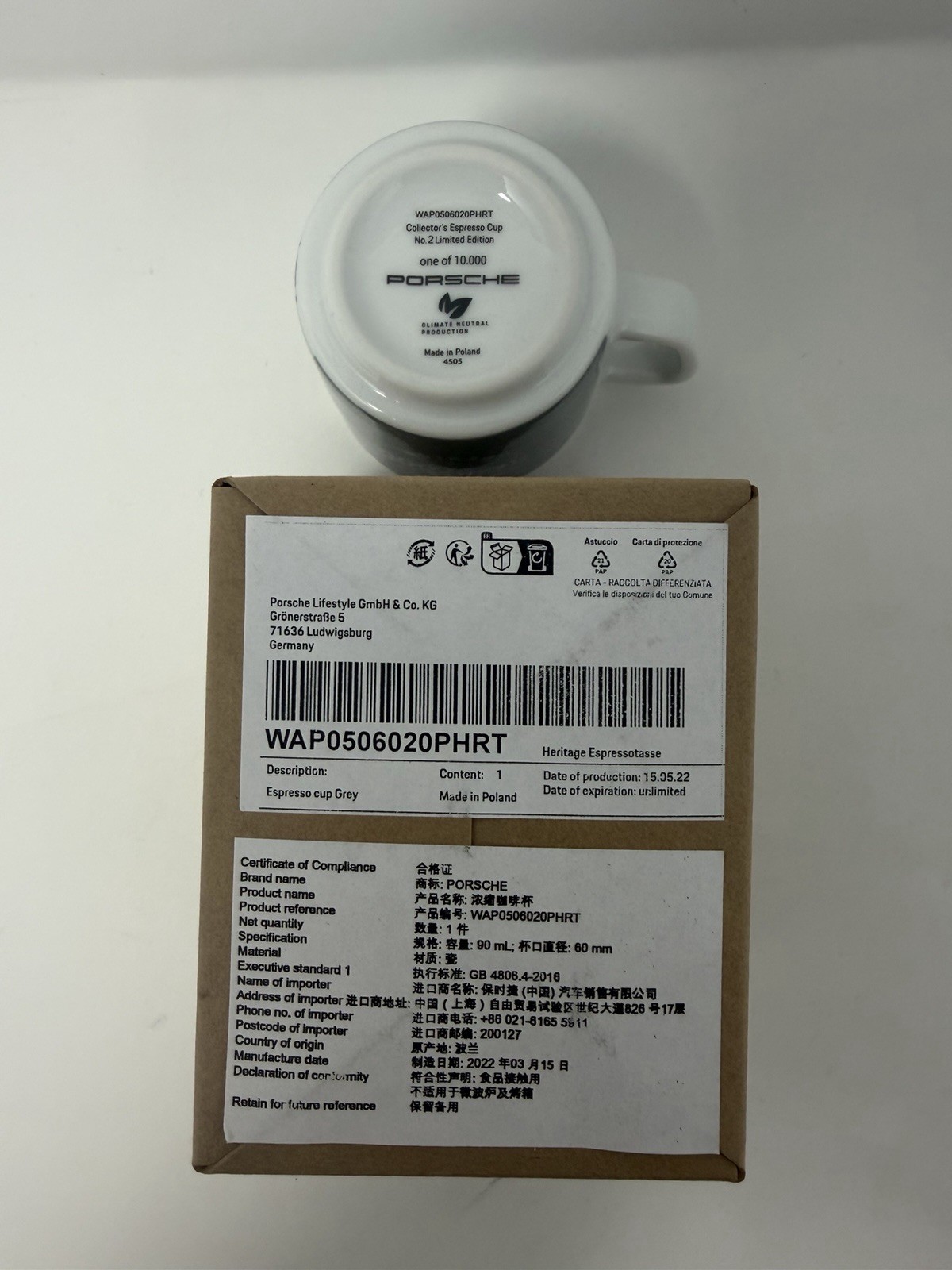 Porsche Espresso Cup No. 2 Heritage Collection Collectors Ltd Ed. WAP0506020PHRT