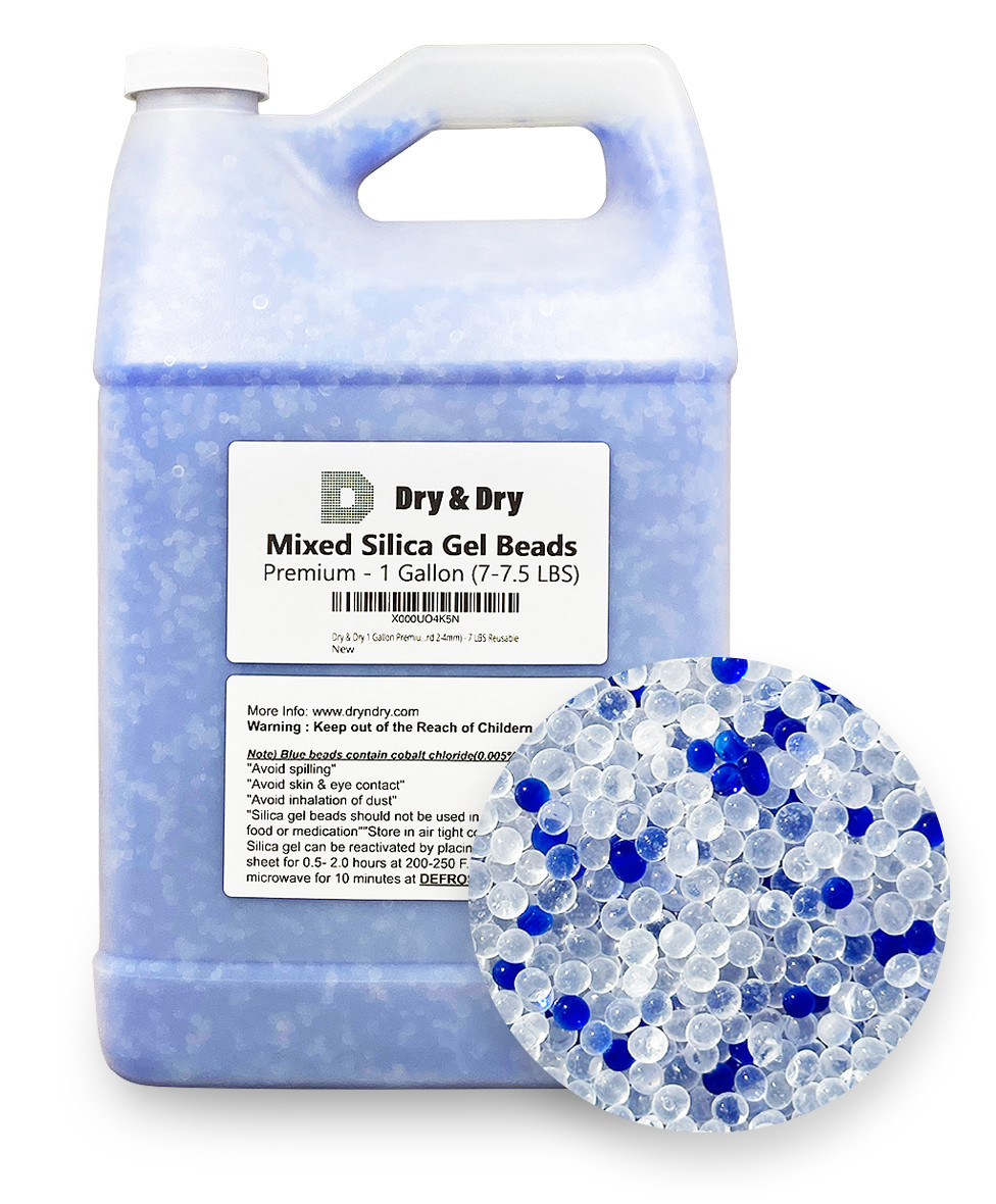 1 Gallon (7 LBS) "Dry & Dry" High Quality Mixed Silica Gel Desiccant Beads