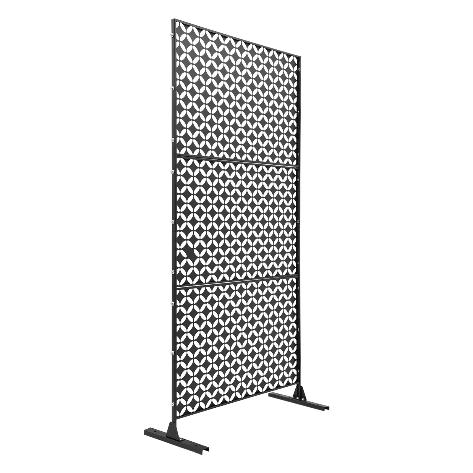 Black 35.4*74.8in Privacy Screen Freestanding Laser Cutting Privacy Fence Screen