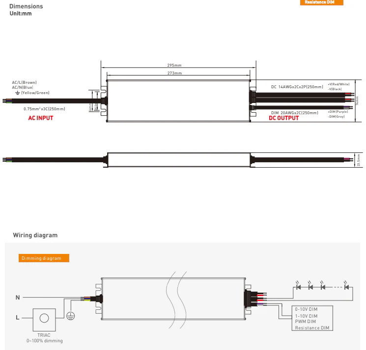 Dimmable TRIAC LED Driver 24V 300W IP67 Power Supply Transformer + UL Listed