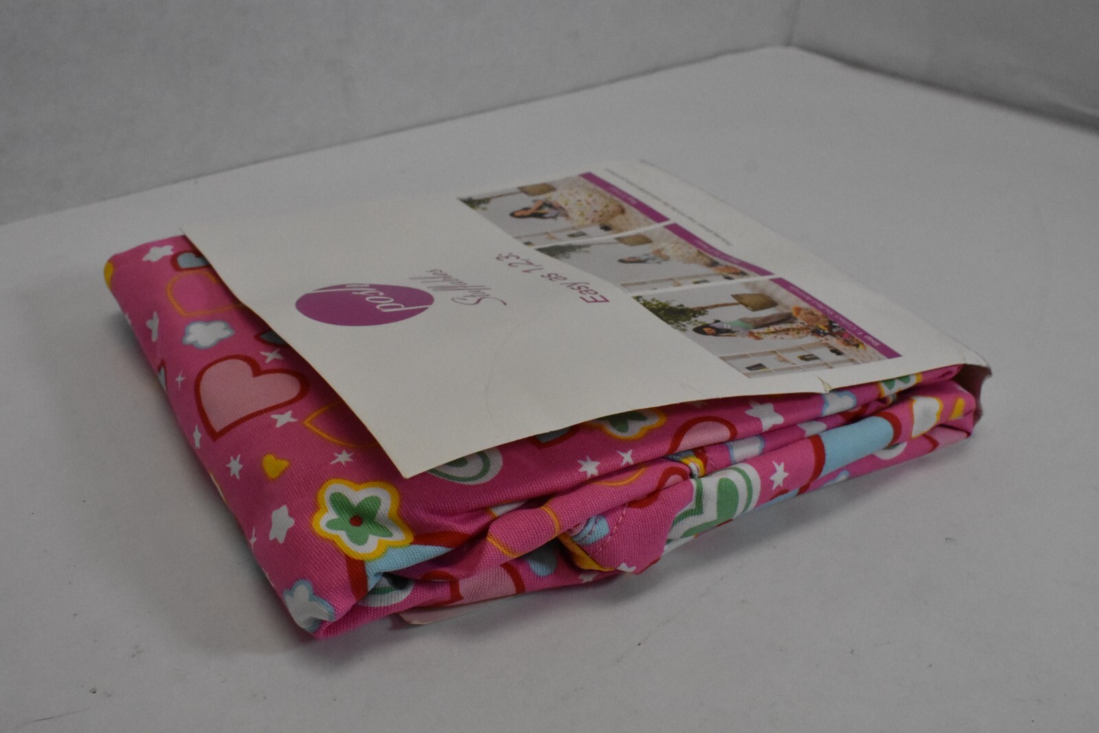 Posh Stuffables Kid Stuffed Animal Storage Bean Bag Chair Pink w/ Hearts & Stars