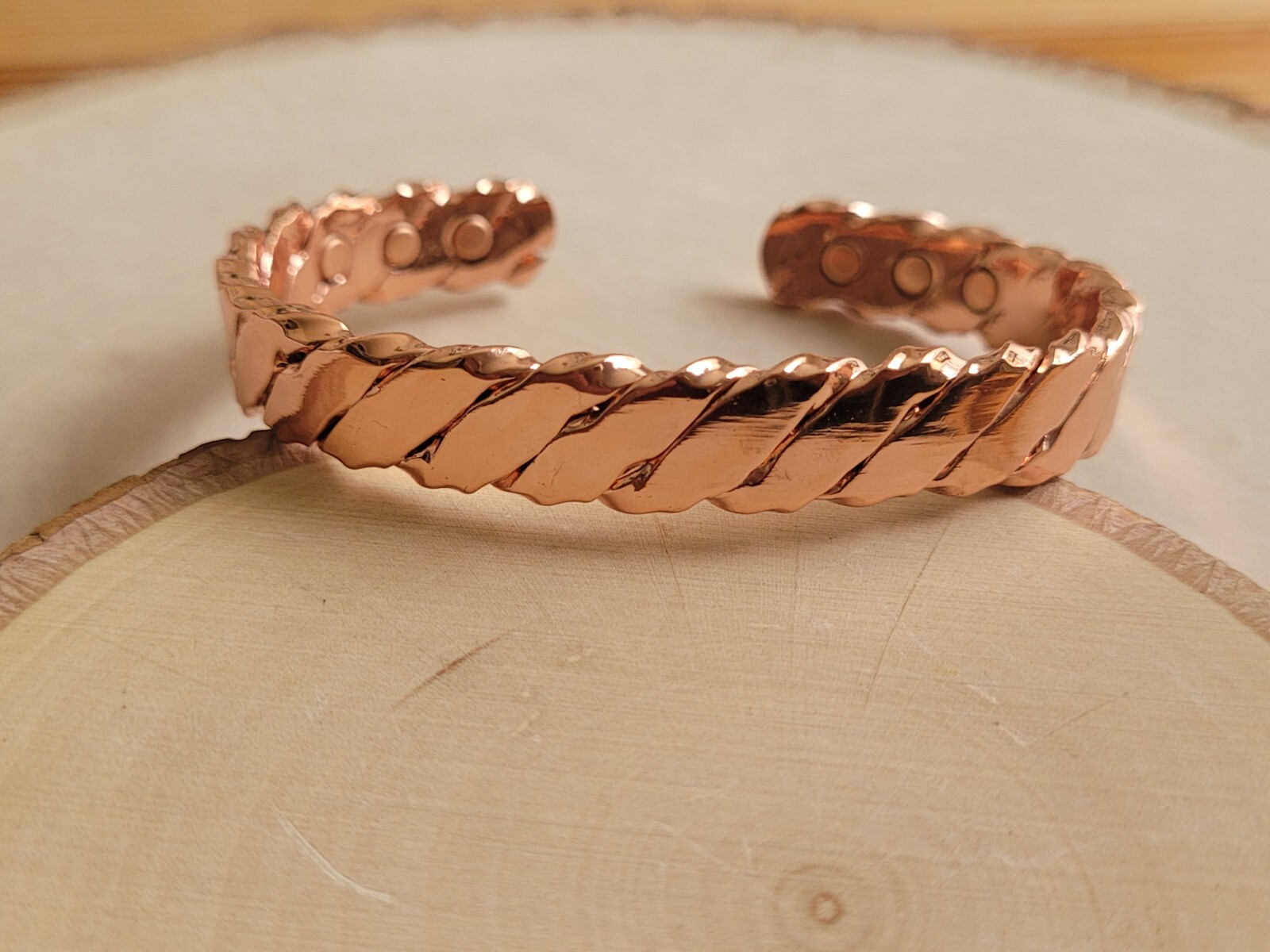 Pure Copper Magnetic Heavy Bracelet Arthritis Pain Therapy Adjustable Twist Cuff