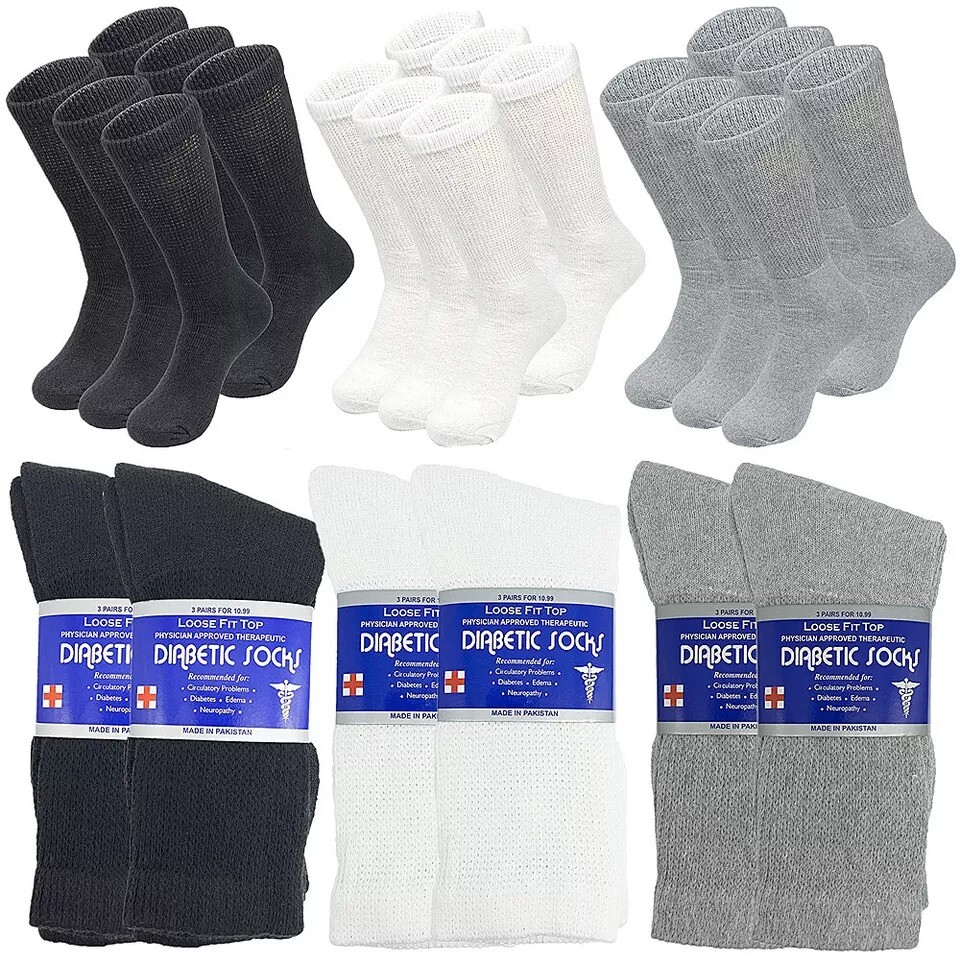 Wholesale Bulk Mens Diabetic Crew Socks Health Circulatory Size 9-11,10-13,13-15