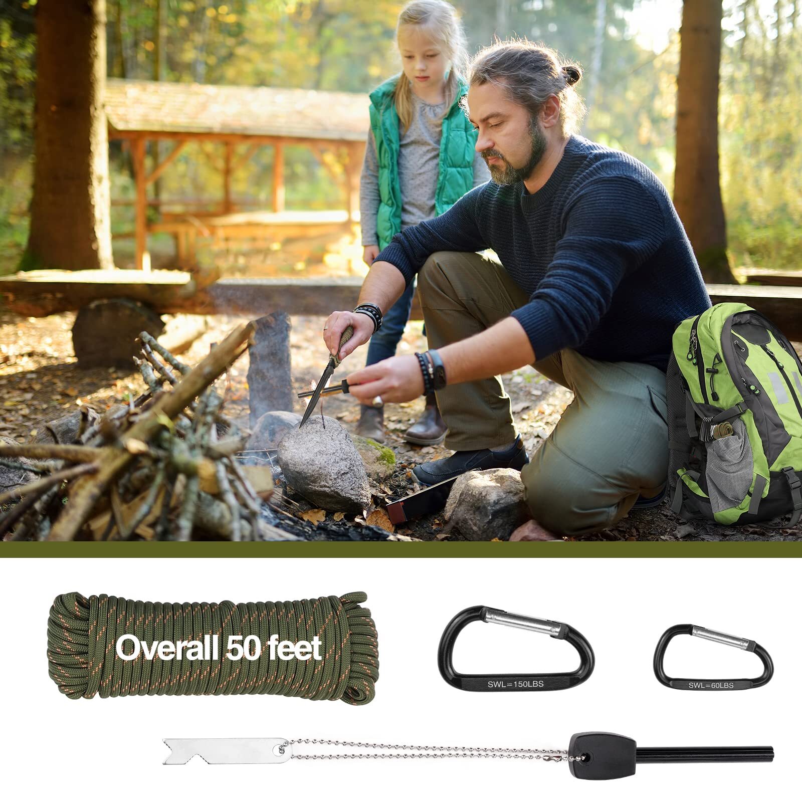 Swiss+Tech 8Pack Hatchet and Machete Axe Fixed Blade Hunting Knife w/Rope Handle