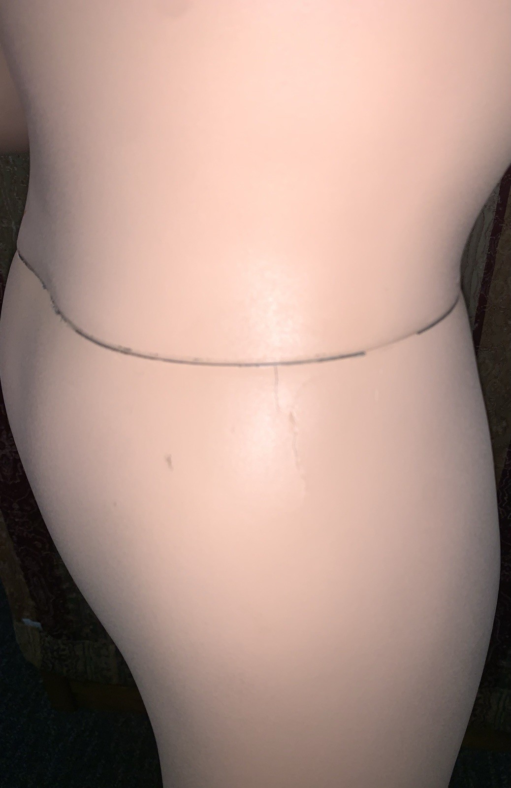 1960s FULL SIZE STORE CLOTHING DISPLAY MANNEQUIN WOMAN PLASTER? METAL STAND