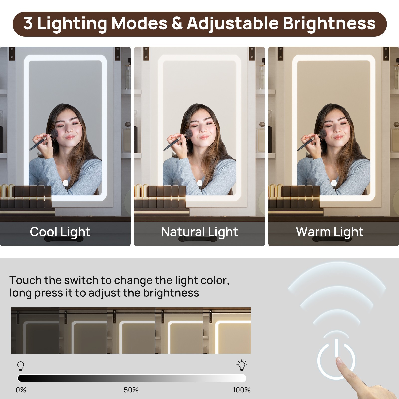 Vanity Desk with Mirror LED Lighted Makeup Vanity Table w/Stool Dressing Table