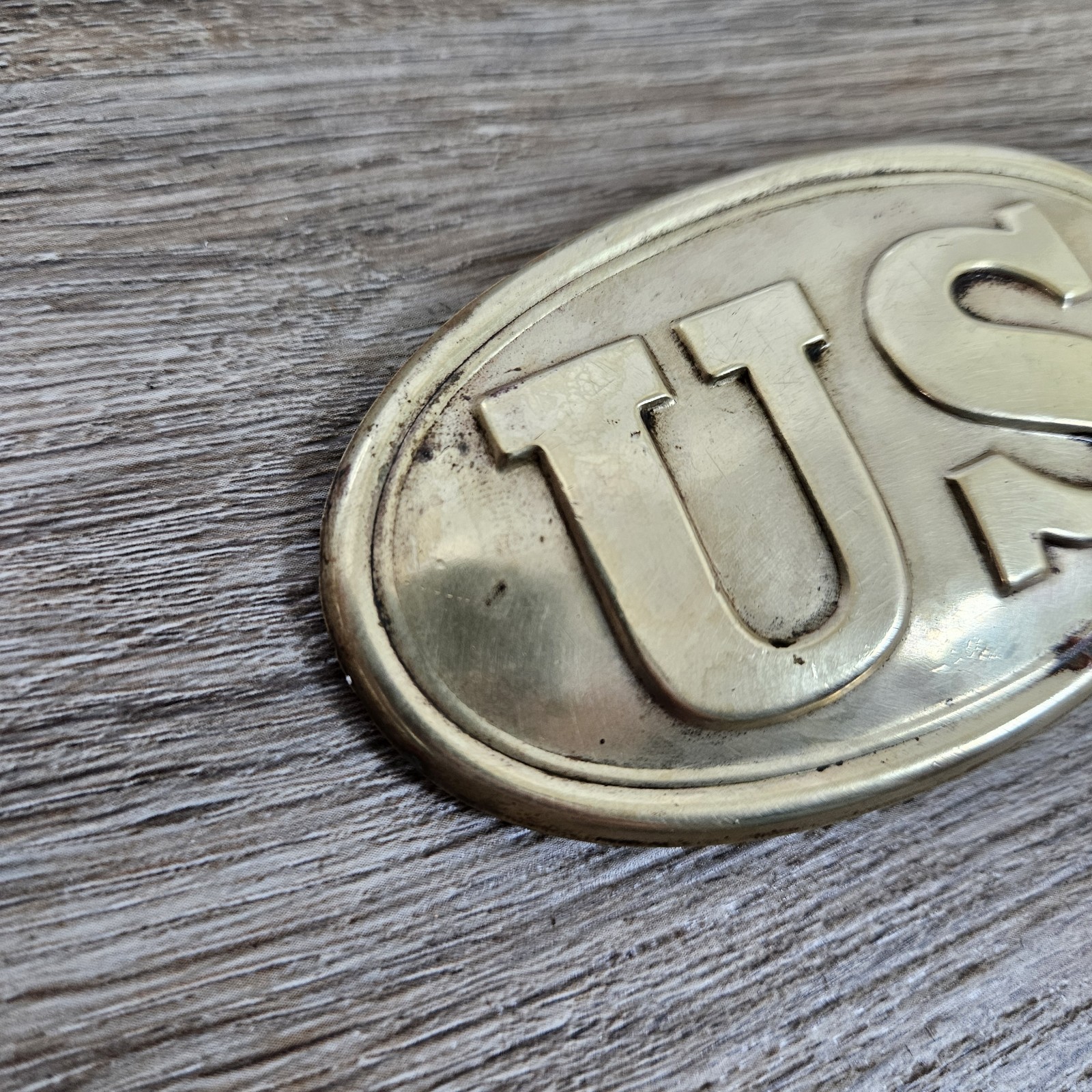 Vintage US Civil War Brass Lead Filled Back Arrow Hooks Belt Buckle Replica