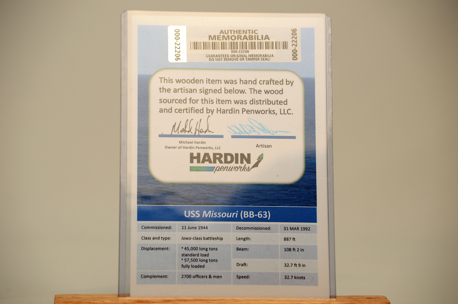 USS Missouri - Gold and Gunmetal Twist Pen made with wood from the USS Missouri