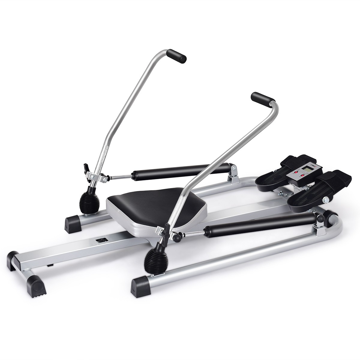 Gymax Fitness Rowing Machine Rower w/Adjustable Double Hydraulic Resistance