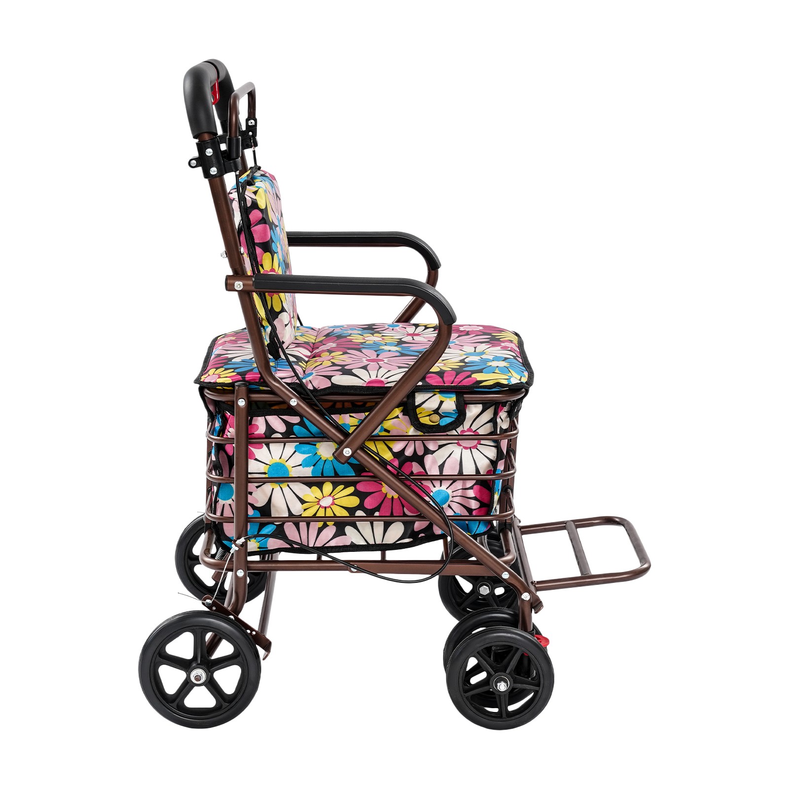 Foldable Shopping Cart, Shopping Cart with Seat for Elder Kids Max 100kg