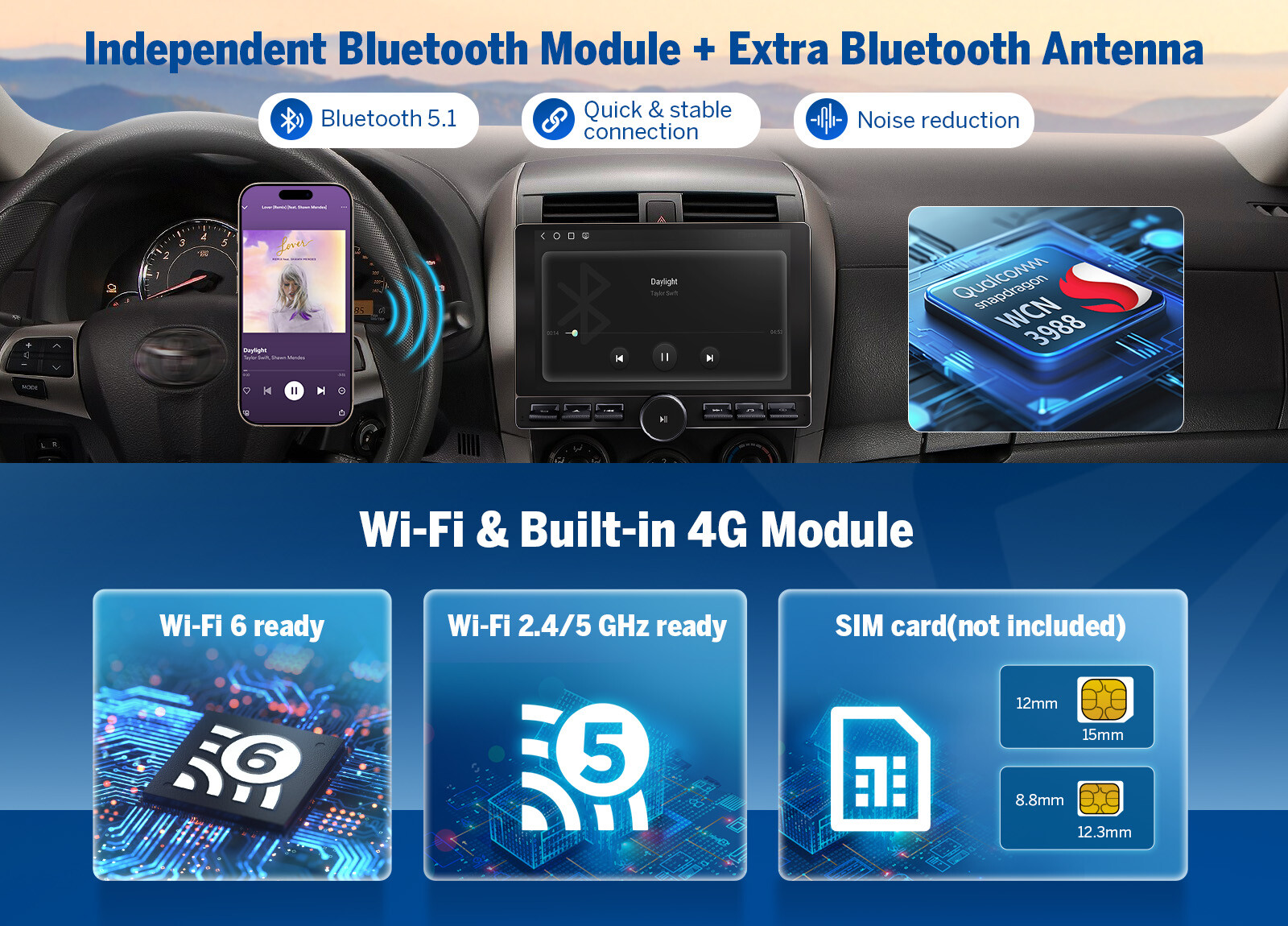 UX6K PRO MAX 2 DIN Android 13 8+128GB 10.1" QLED Car Stereo GPS CarPlay Radio 4G