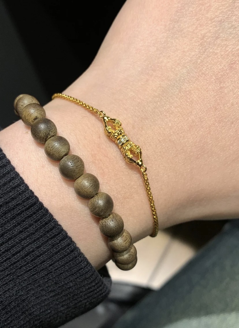 14K Yellow Gold Vintage Style Golden Bracelet Luxury Couple Jewelry