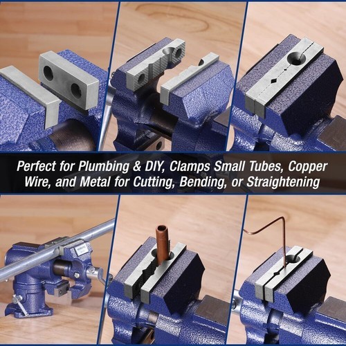 WORKPRO Portable Dual Jaws Table Vises 2.5"&1.5" 360° Swivel Clamp-On Bench Vise