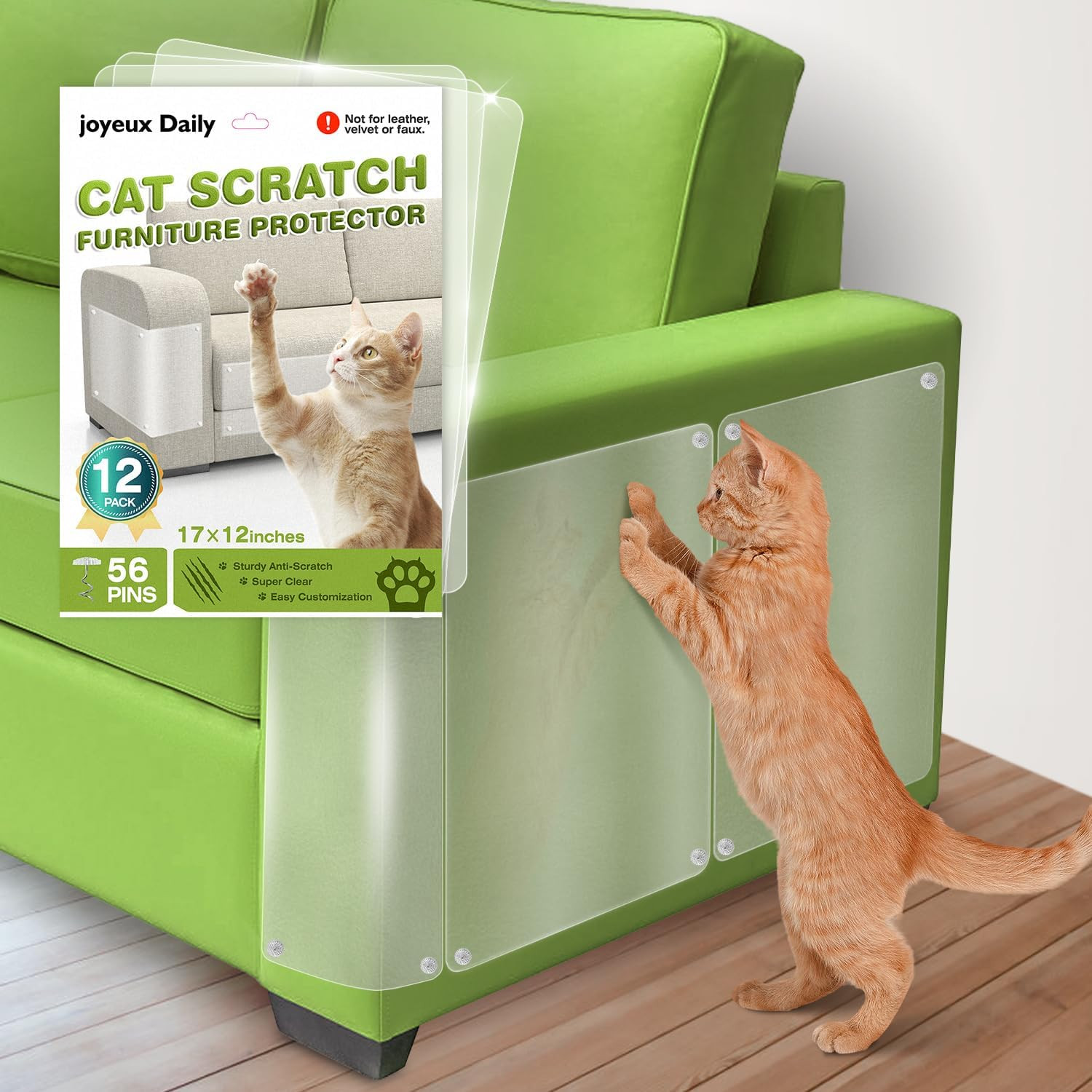 12 Pack Self Adhesive Cat Scratch Furniture Protectors Anti-Scratch Couch Guards