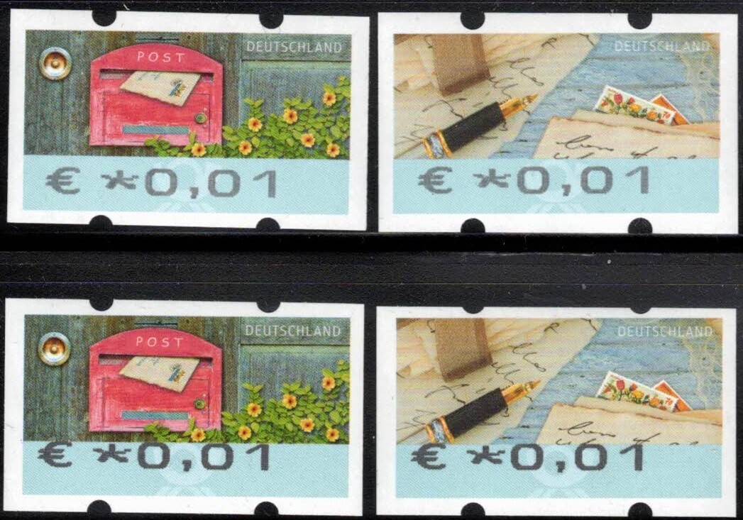 German ATM Frama MI#8 and 9 4 error stamps Computer vended postage MNH
