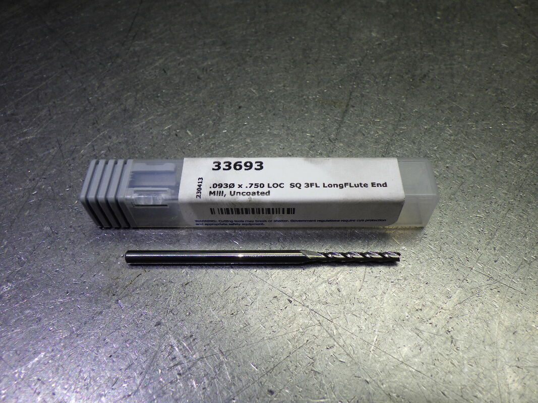 Harvey Tool 3/32" 3 Flute SQ Carbide Endmill 1/8" Shank QTY5 33693 (LOC1419A)