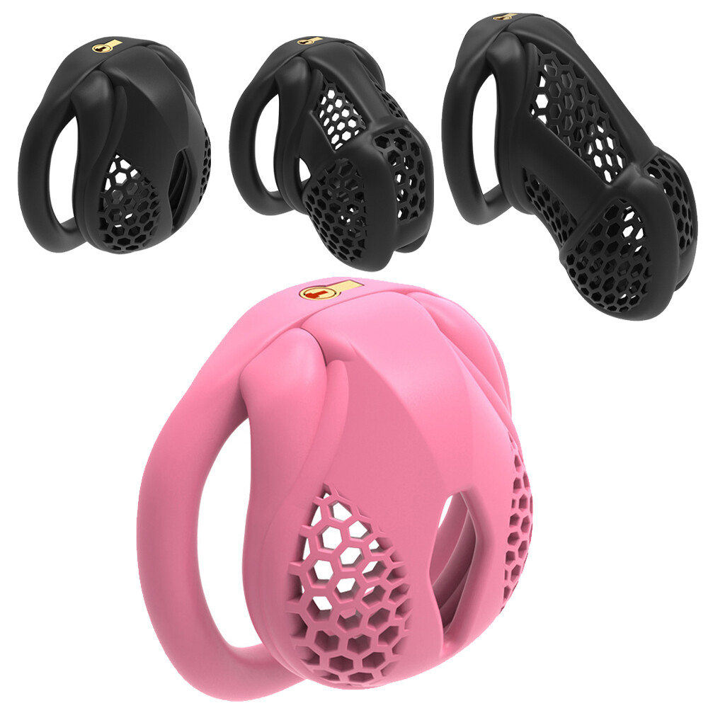 2025 Beehive Pro Breathable Cage Male Chastity Device Mini Lock  2Type Rings Man