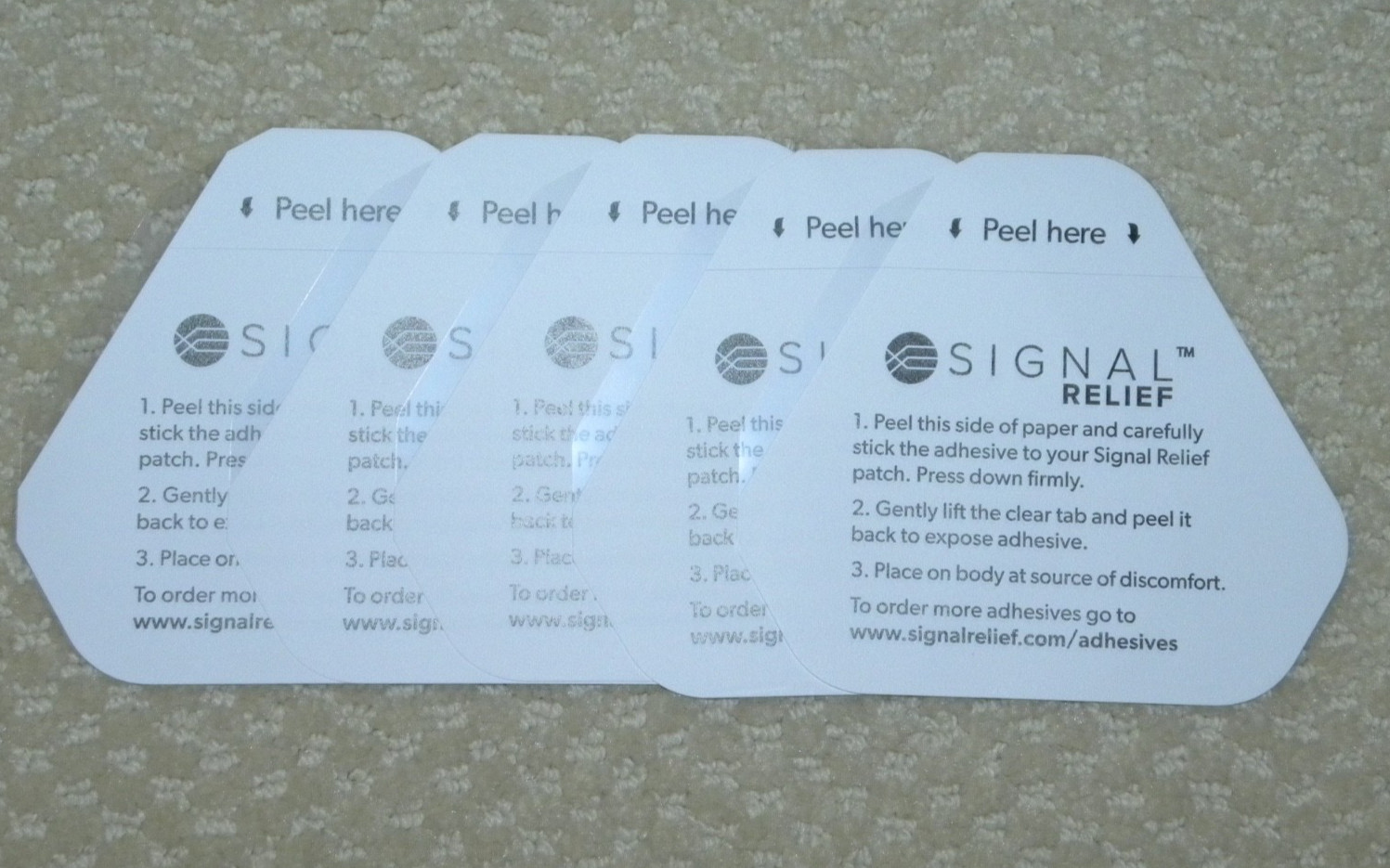 Lot of 5 SIGNAL RELIEF Reusable Adhesive **Adhesive ONLY No Patch** NEW