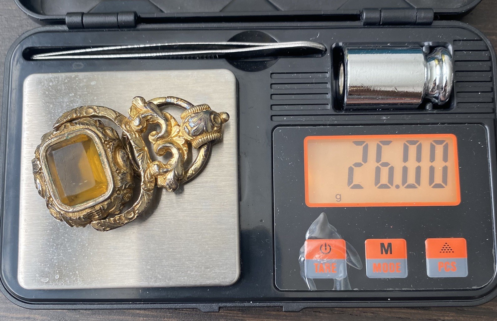 Antique Georgian or Victorian Large Double Sided Gold Tone Watch Fob