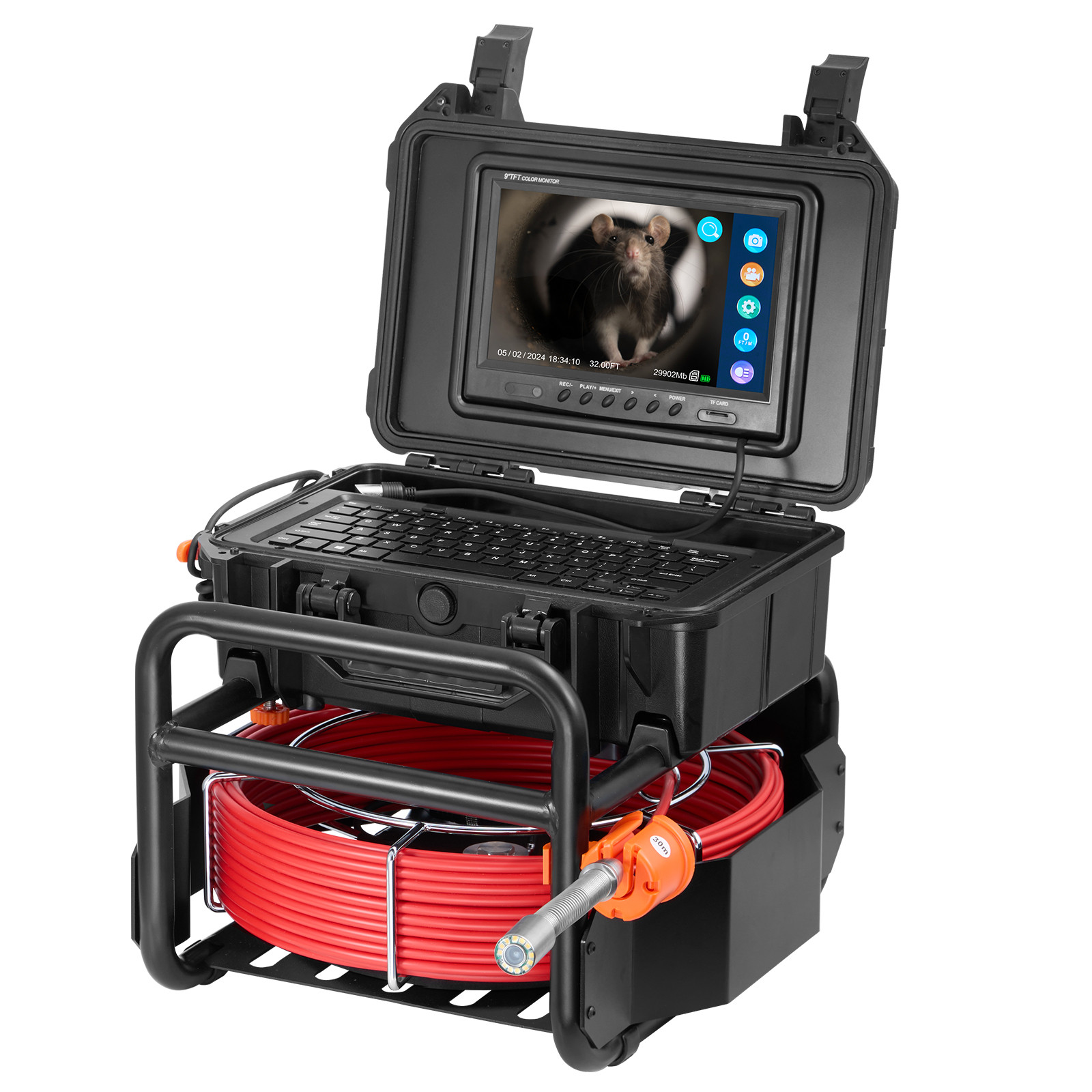 9" Sewer Camera 98 ft/30m Self-Leveling Drain Camera with 512Hz Transmitter