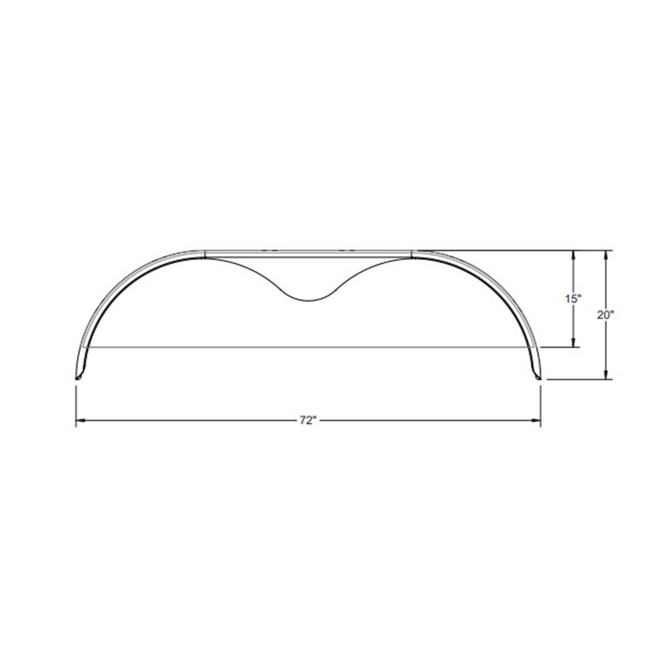 2 Pack - 72x10.75" Tandem Axle Steel Trailer Fender with Back Plate