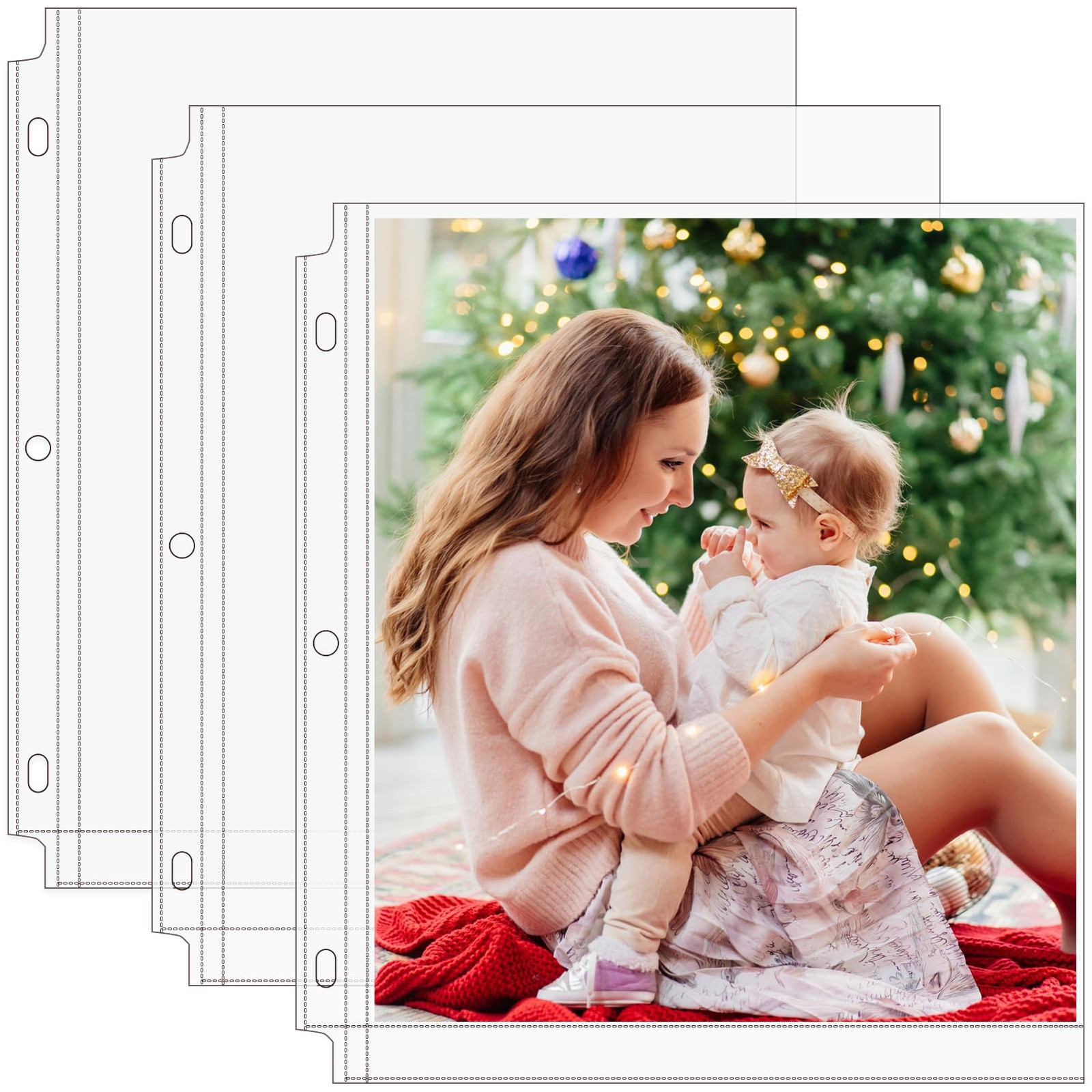 30 Pack 8x10 Photo Sleeves for 3 Ring Binder (60 Pictures), Heavy-Duty Archiv...