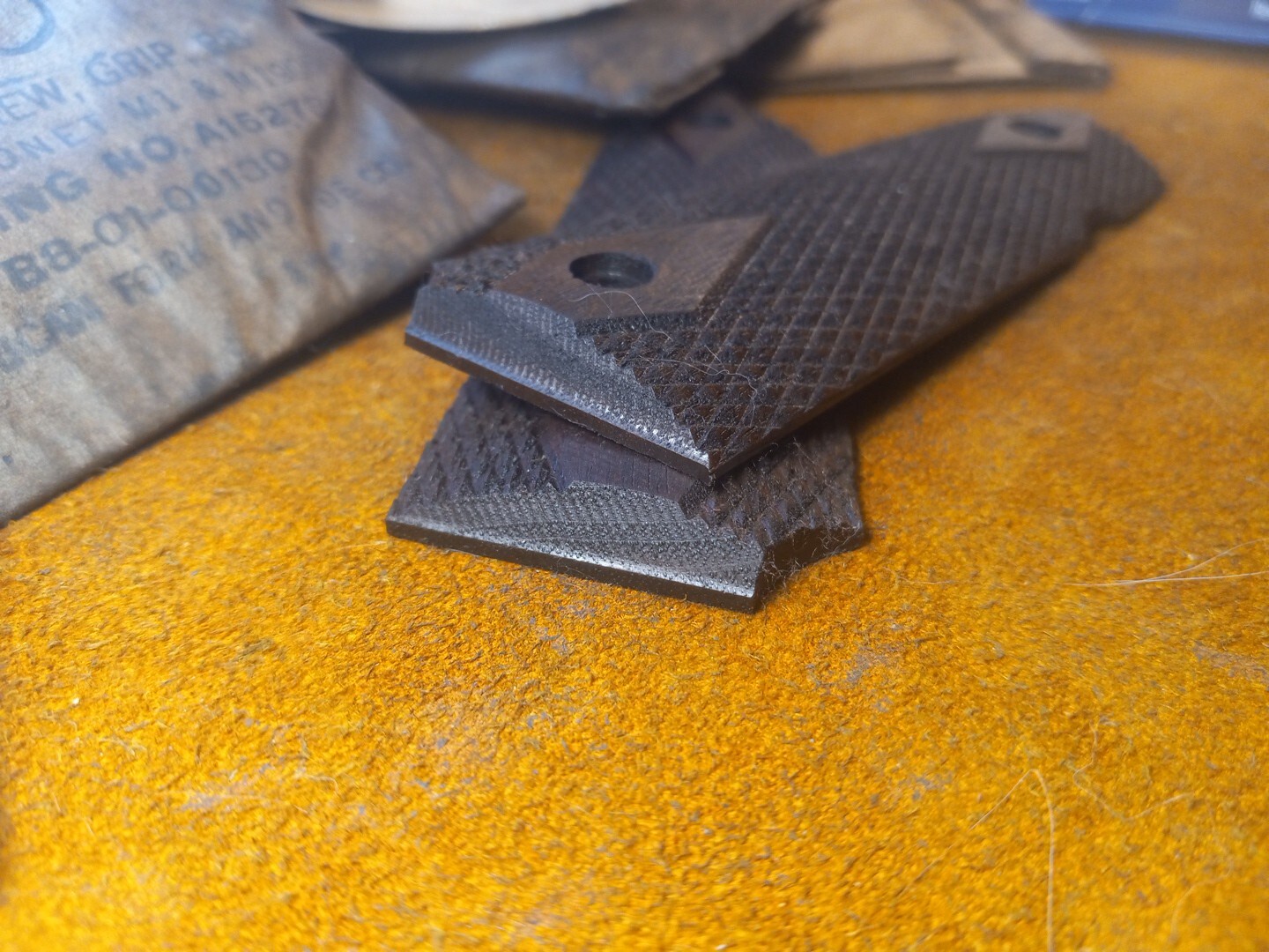 WWI WWII 1911 1911A1 Colt Grips Double Diamond Solid Walnut