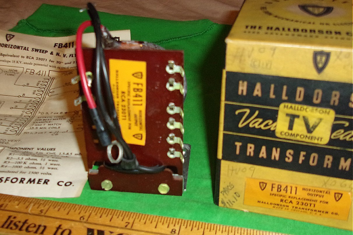 Halldorson FB411 Horizontal Sweep/HV Flyback Autoformer NOS Clean1 Orig. Carton!