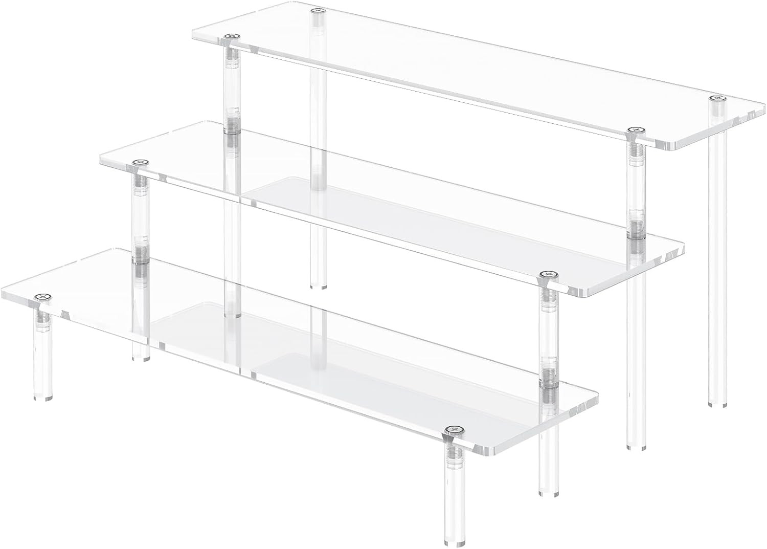 3 Tier Acrylic Display Risers, Large Perfume Organizer Stand, Clear