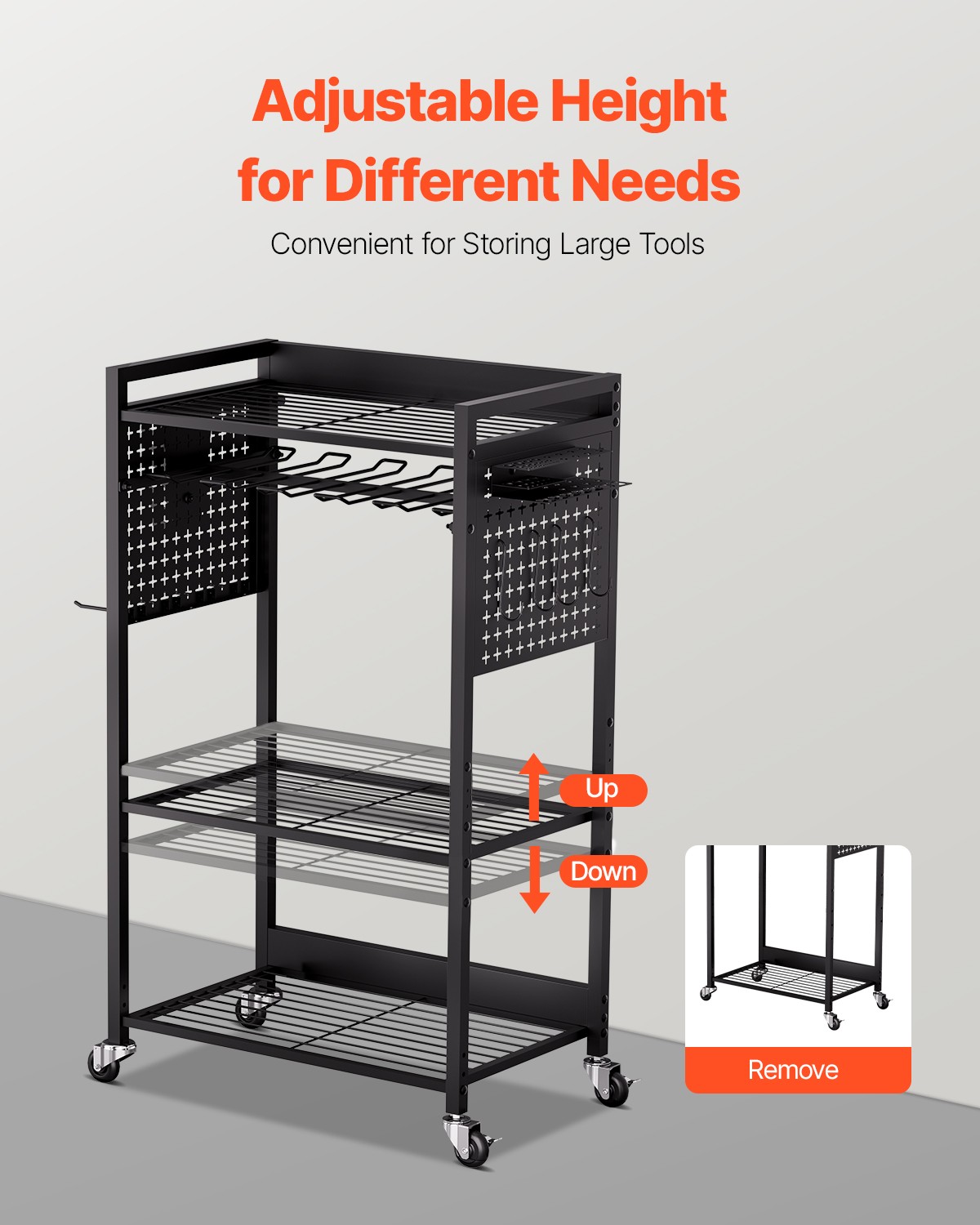 VEVOR 4-tier Tool Organizer Cart on Wheels 150 lbs Garage Cart for Workshop