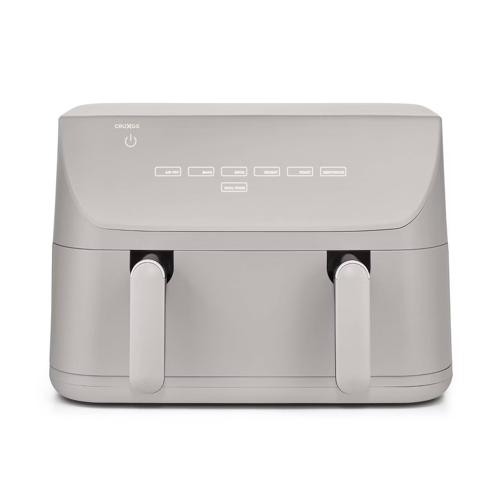 CRUXGG 10QT Air Fryer Dual Baskets Digital Nonstick Gray Basket Tri-Zone