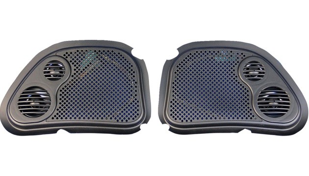 J&M Rokker Fairing Speaker Grills w/Mid-Tweeters Harley Davidson Road Glide